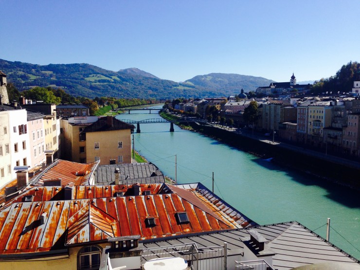 The Salzach River that runs through Salzburg. It's so blue and gorgeous.