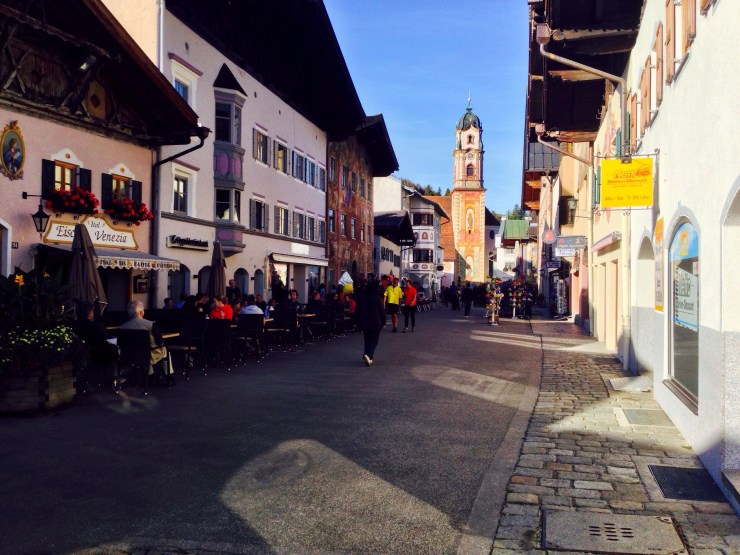 The scene of one of the main walking streets in Mittenwald.