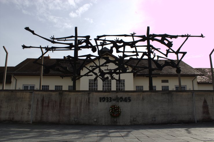 A wrought-iron piece of art designed by a Dachau survivor.
