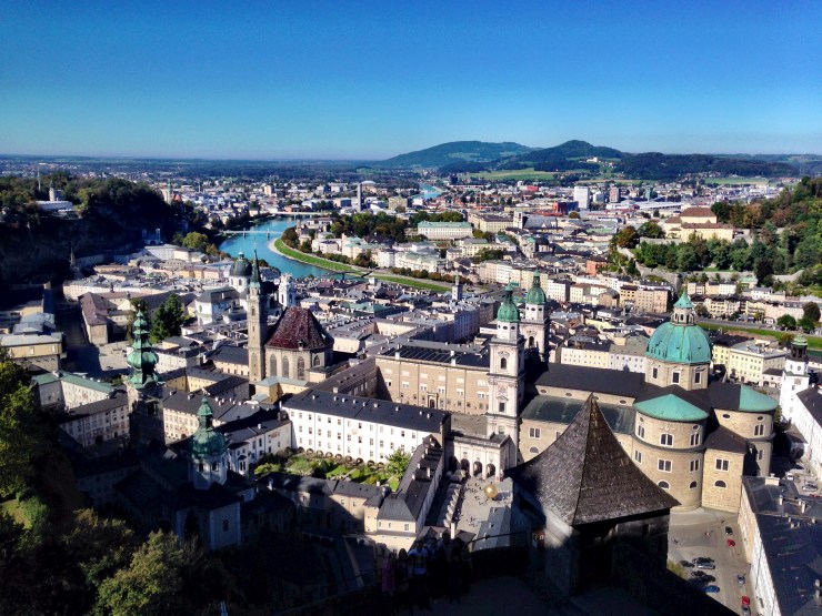 View of Salzburg from the top of Fortress Hohensalzburg.